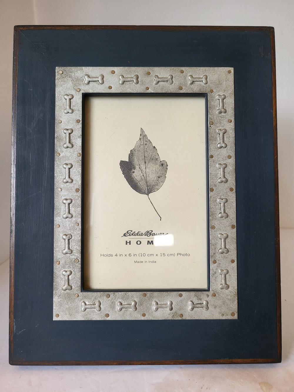 Eddie Bauer Home Blue and Silver Dog Picture Frame 4x6"